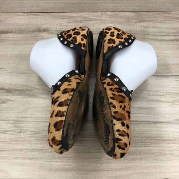 Corso Como Flats Women's 7.5  D'orsay Leopard Print Calf Hair Studded Sandals - Picture 6 of 13
